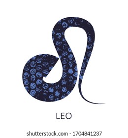 Signo zodiaco Leo aislado en fondo blanco. Constelación de zodiaco. Elemento de diseño para horóscopo y previsión astrológica. Estilo grueso. Ilustración vectorial.