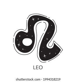 Zodiac sign Leo isolated on white background. Zodiac constellation. Design element for horoscope and astrological forecast. Vector illustration.