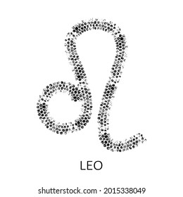 Zodiac sign Leo isolated on white background. Zodiac constellation. Design element for horoscope and astrological forecast. Vector illustration. Bubble wrap texture.