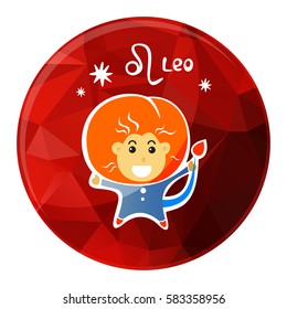 Zodiac sign Leo isolated on white background. Horoscope character. Design element for greeting cards or flyers.