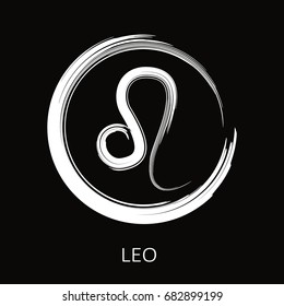 Zodiac sign Leo isolated on black background. Design element for flyers or etc.