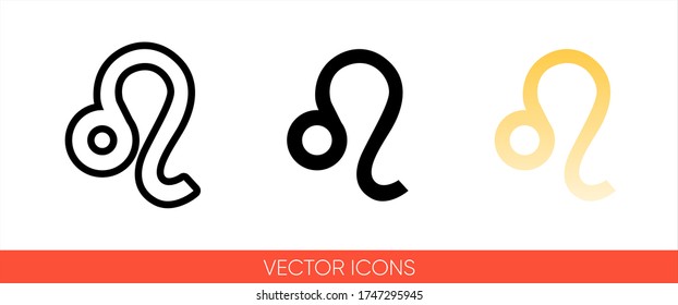 Zodiac sign leo from July to August icon of 3 types: color, black and white, outline. Isolated vector sign symbol.