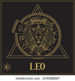 Zodiac Sign leo Line Art Astronomy Tarot