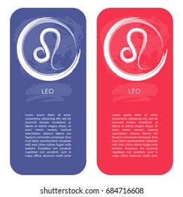Zodiac sign Leo. Template for banners or flyers. Blue variant for boys and red variant for girls.