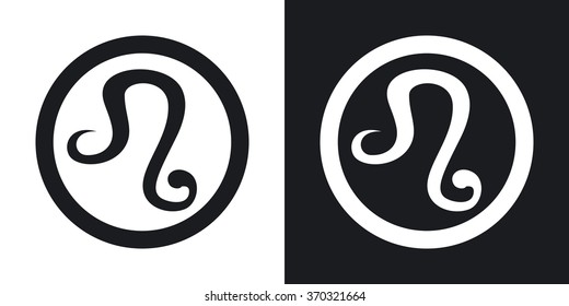 Zodiac sign Leo. Two-tone version on black and white background