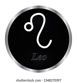 zodiac sign leo vector icon on a black button