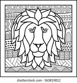 Zodiac sign Leo. Vector illustration of abstract zodiacal Lion for horoscopes,  talismans, textile prints
