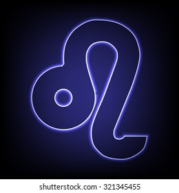 Zodiac sign Leo. Vector zodiac sign  with neon effect