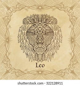 Zodiac sign Leo in zentangle style