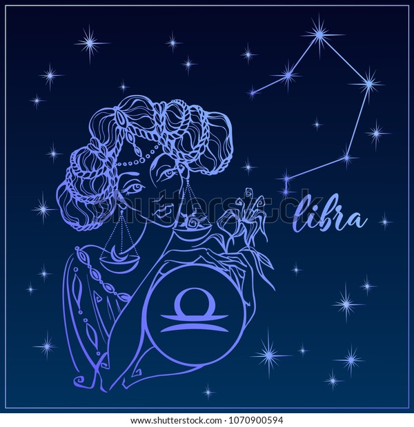 Zodiac Sign Libra Beautiful Girl Constellation Stock Vector (Royalty ...