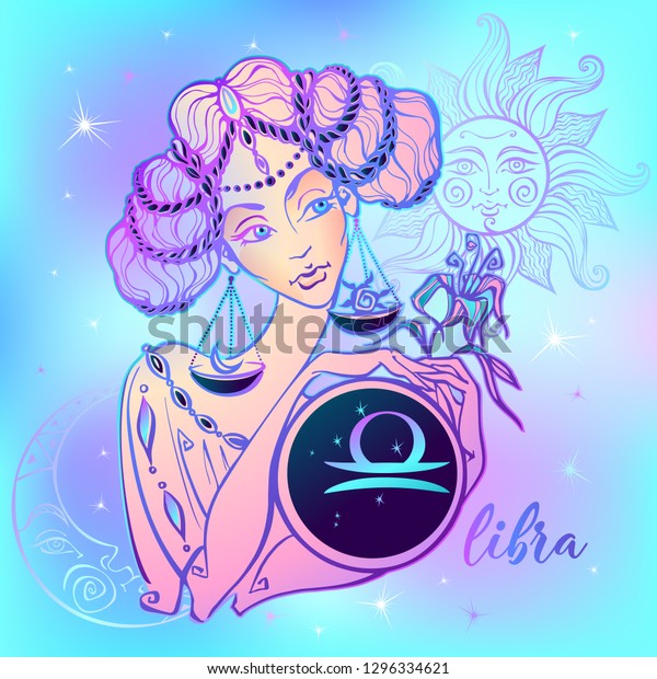 Zodiac Sign Libra Beautiful Girl Horoscope Stock Vector (Royalty Free ...