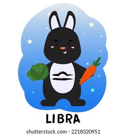 Zodiac sign Libra. Black rabbit vector illustration