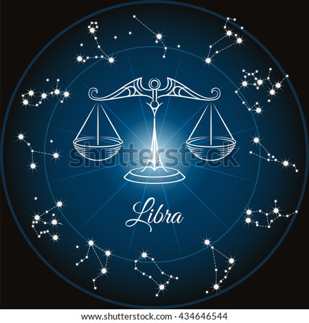Zodiac sign libra and circle constellations. Vector illustration