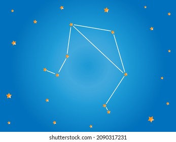 Zodiac Sign Libra Constellation stars in outer space with libra lines. Vector illustration.