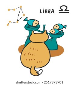 Zodiac sign Libra. Cute cartoon character. Vector illustration.