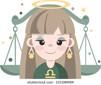 Zodiac sign libra girl avatar face horoscope