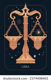 Zodiac sign Libra, Illustration of scales for zodiac sign