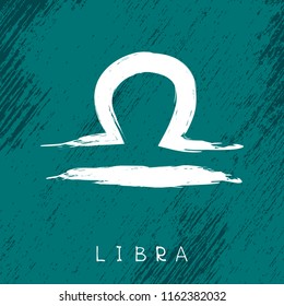 Zodiac sign Libra isolated on grunge texture background. Design element for horoscope and astrological forecast.