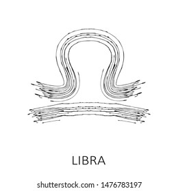 Zodiac sign Libra isolated on white background. Zodiac constellation. Design element for horoscope and astrological forecast. Hand drawn style. Vector illustration.