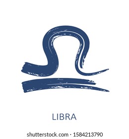 Zodiac sign Libra isolated on white background. Hand drawn style. Brush stroke effect. Zodiac constellation. Vector illustration for horoscope and astrological forecast.