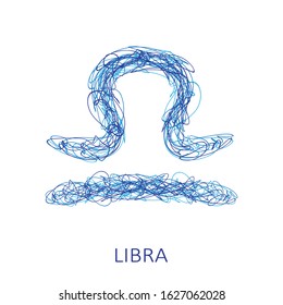 Zodiac sign Libra isolated on white background. Zodiac constellation. Design element for horoscope and astrological forecast. Hand drawn style. Vector illustration.