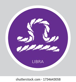 Zodiac sign Libra isolated on gray background. Zodiac constellation. Design element for horoscope and astrological forecast. Hand drawn style. Vector illustration.