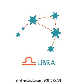 Zodiac sign Libra isolated on white background. Zodiac constellation. Design element for horoscope and astrological forecast. Vector illustration.