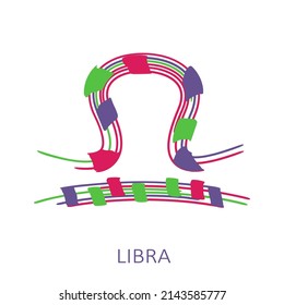Zodiac sign Libra isolated on white background. Zodiac constellation. Design element for horoscope and astrological forecast. Vector illustration.