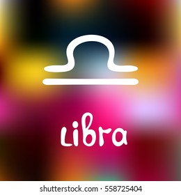 Zodiac sign Libra isolated on mesh colorful background. Design element for flyers or greeting cards.