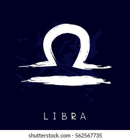 Zodiac sign Libra isolated on blue background. Design element for flyers or greeting cards.