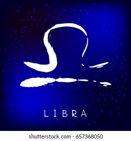 Zodiac sign Libra isolated on white background. Design element for flyers or greeting cards. Grunge style.