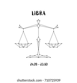 Zodiac sign Libra isolated on white background. Design element for flyers or greeting cards, emblem, logo. Vector astrological symbol.