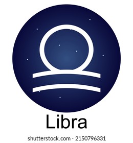 Zodiac sign libra on a background of stars. The horoscope element consists of 12 zodiac signs. Astrological vector illustration.