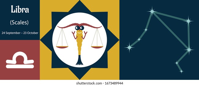 The zodiac sign Libra or Scales in a humorous funny style