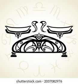 Zodiac sign Libra silhouette. Vector icon