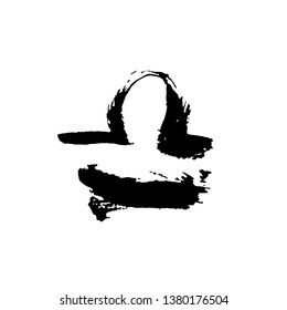 Zodiac sign Libra. Vector dry brush illustration isolated on white background.