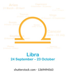 Zodiac sign libra. Vector illustration on white background