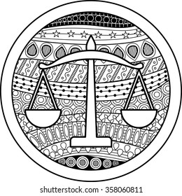 Zodiac sign Libra. Vector illustration of abstract zodiac sign for talismans, textile prints, tattoo