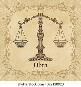 Zodiac sign Libra in zentangle style