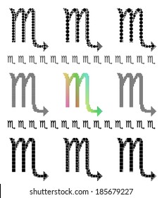 Zodiac sign mosaic set - symbol of Scorpio (The Scorpion)