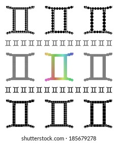 Zodiac sign mosaic set - symbol of Gemini (The Twins)
