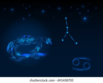 Zodiac sign on the starry sky. Astrological symbol. Zodiac circle on a blue background. Stars. Circle of Life.