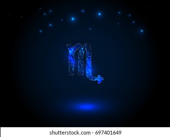 Zodiac sign on the starry sky. Astrological symbol. Zodiac circle on a blue background. Stars. Circle of Life.