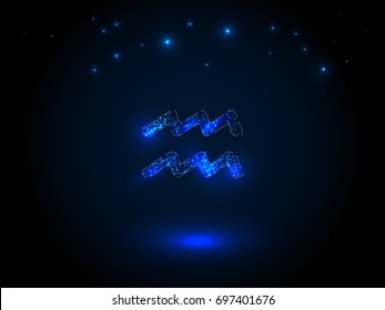 Zodiac sign on the starry sky. Astrological symbol. Zodiac circle on a blue background. Stars. Circle of Life.