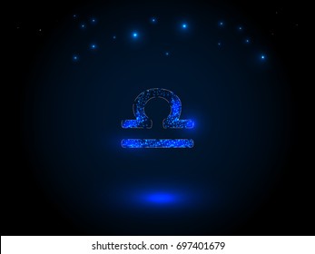 Zodiac sign on the starry sky. Astrological symbol. Zodiac circle on a blue background. Stars. Circle of Life.