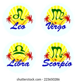 zodiac sign with palm trees