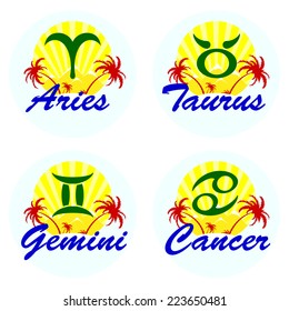 zodiac sign with palm trees