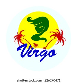 Zodiac sign with palm trees Virgo vector illustration