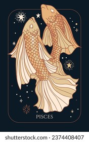 Zodiac sign Pisces, Illustration of fishes for zodiac sign