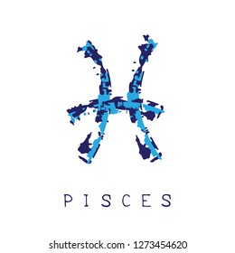 Zodiac sign Pisces isolated on white background. Zodiac constellation. Design element for horoscope and astrological forecast.